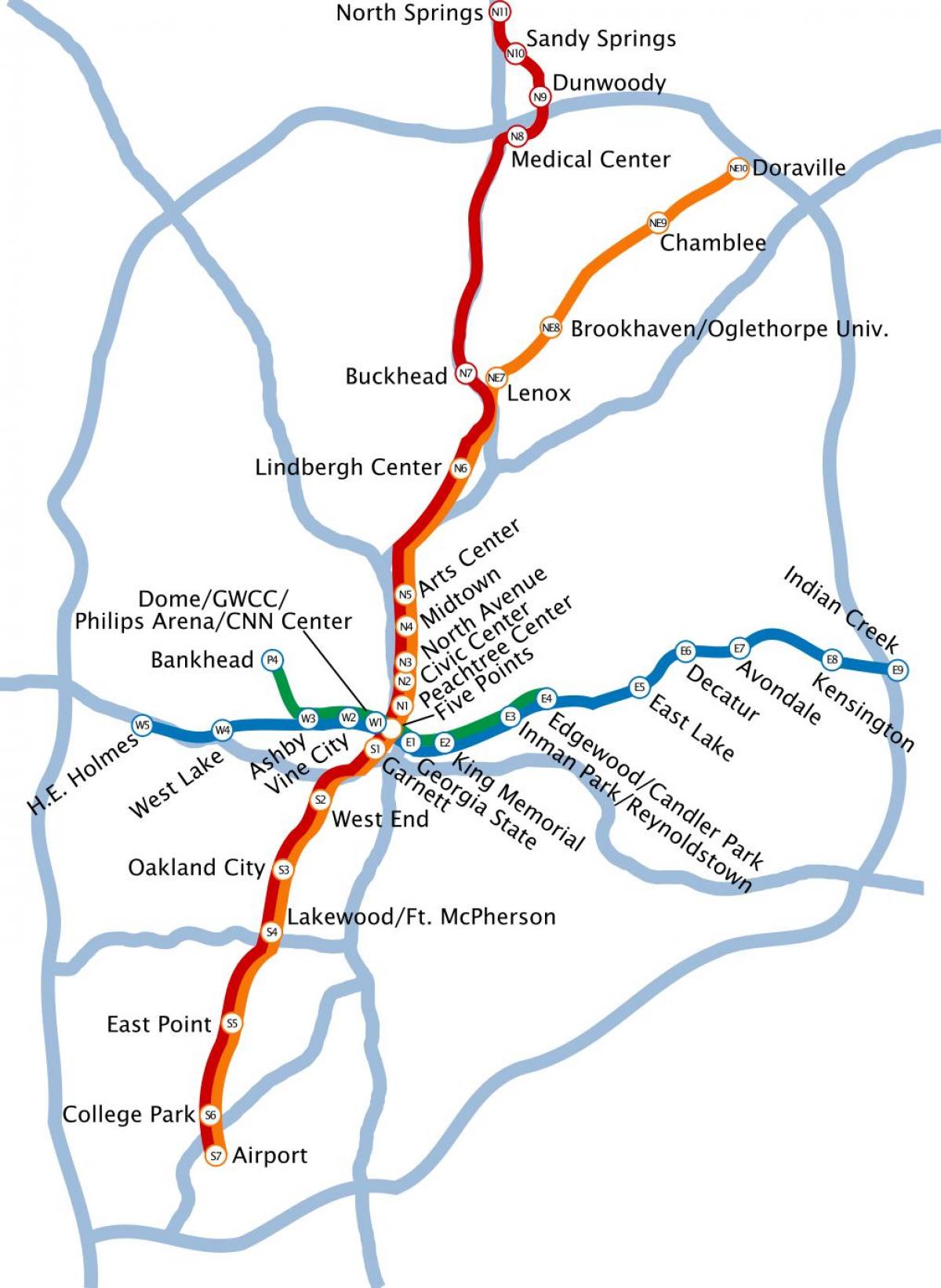 kaart van de metro Atlanta