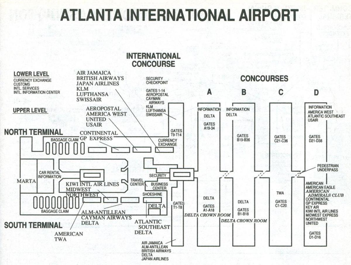 Atlanta luchthaven international terminal kaart