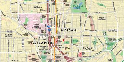 Kaart van binnenstad van Atlanta