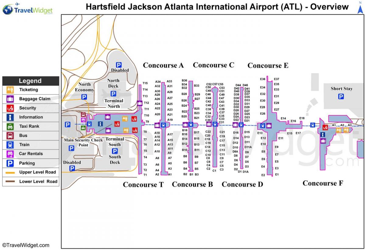 kaart van Hartsfield Jackson Atlanta International Airport