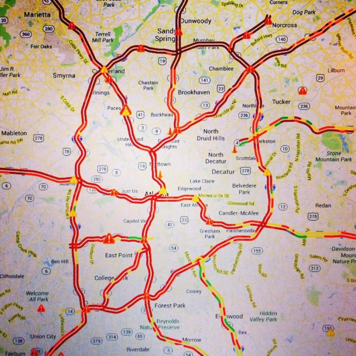 kaart van Atlanta verkeer