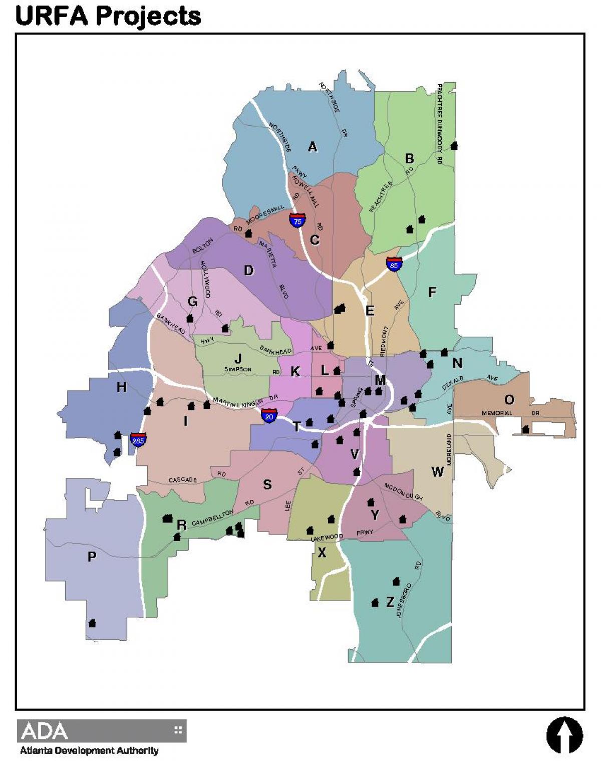 kaart van Atlanta zone kaart